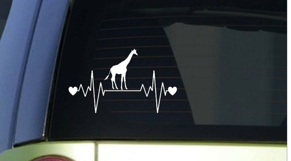 Giraffe heartbeat lifeline *I217* 8" wide Sticker decal zoo animals