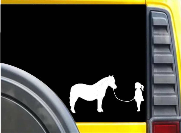 Girl walking Mini Horse Sticker k625 8 inch miniature horse decal