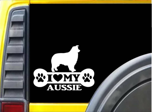 Aussie Bone Sticker k075 8 inch Australian shepherd dog decal