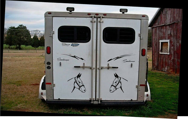 2 LARGE 12.5" MULE STICKERS MIRRORED DECALS HORSE TRAILOR DRAFT MULES *C535*