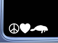 Peace Love Manatee L367 8 inch Decal Sticker