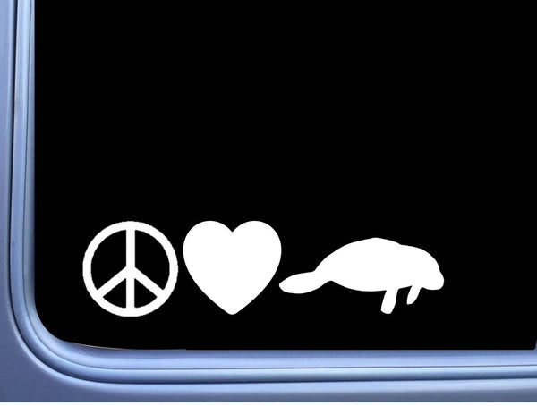 Peace Love Manatee L367 8 inch Decal Sticker