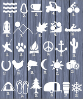 Camping Love Decal OS 006 Design Your Own Sticker Outdoors Adventure Choose Icons