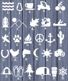 Camping Love Decal OS 006 Design Your Own Sticker Outdoors Adventure Choose Icons