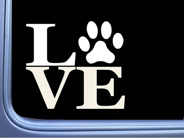 Dog Paw Love 6" Decal OS 015 Sticker rescue animal lover gift idea hiking hiker camping