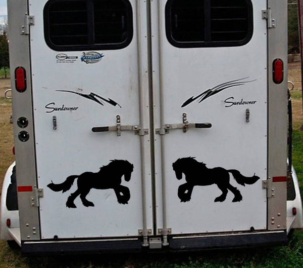 Gypsy Vanner Horse Decals 12" Stickers OS 083 (2 decal set)