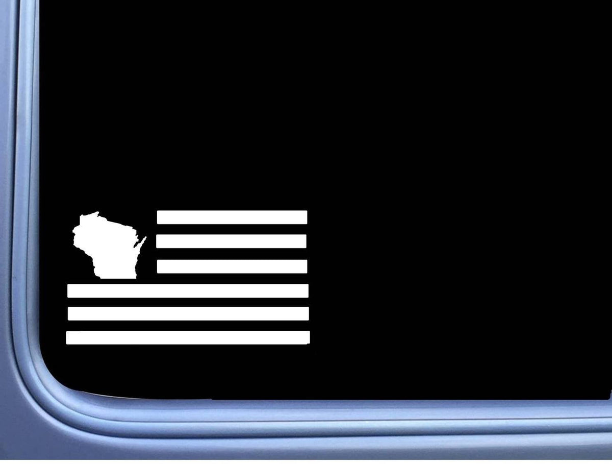 Wisconsin American Flag Vinyl Decal – 8 Inch