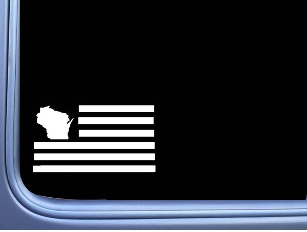 Wisconsin American Flag M205 8 inch Sticker state Decal