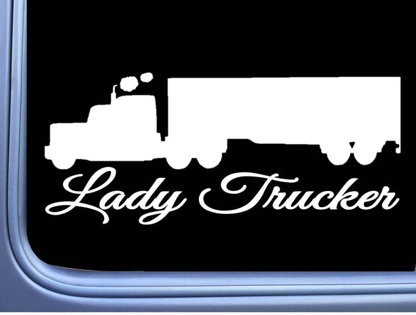 Lady Trucker Sticker 8" Decal OS 127 semi truck Diesel Big Rig