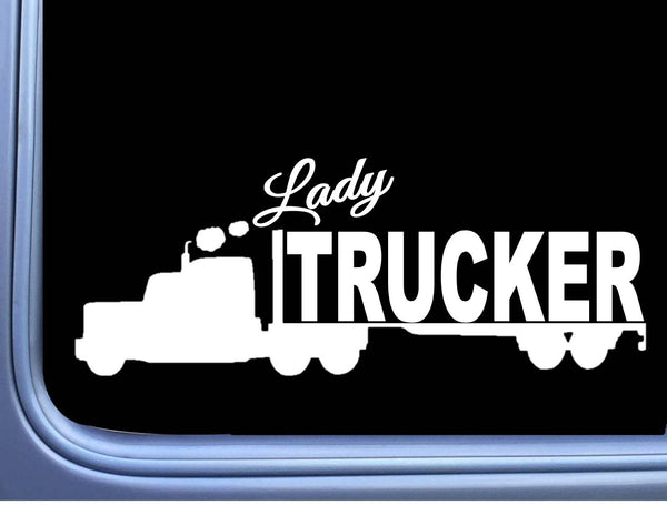 Lady Trucker Sticker Trailor 8" Decal OS 129 semi truck Diesel Big Rig