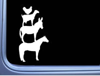 Animal Sticker Stacked 8" Decal OS 089 Chicken Goat Donkey Horse