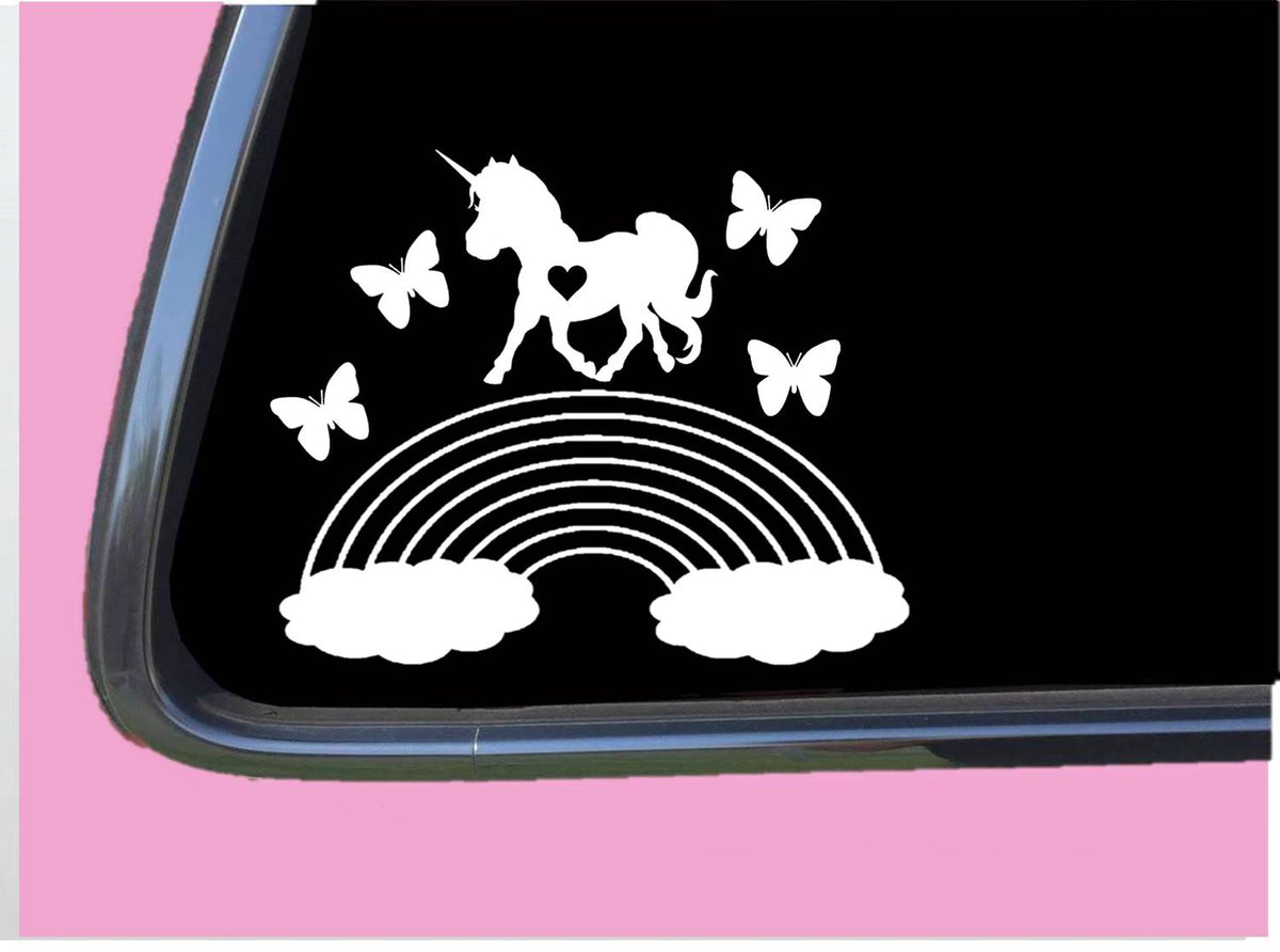 Rainbows Butterflies and Unicorns Vinyl Decal – 6 Inch