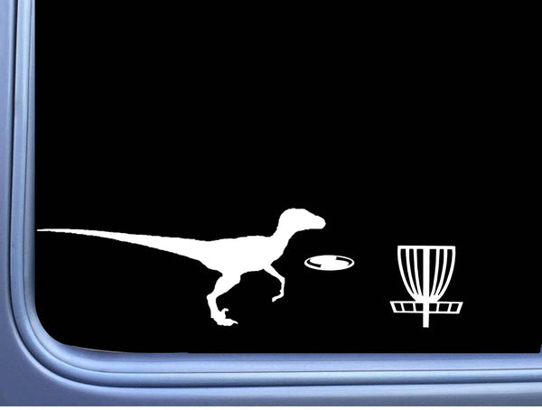 Velociraptor Disc Golf - Waterproof - Funny Gifts - OS 183 8" dinosaur decal…